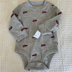 Carter's Gray Onesie with Red Car & Christmas Tree Design